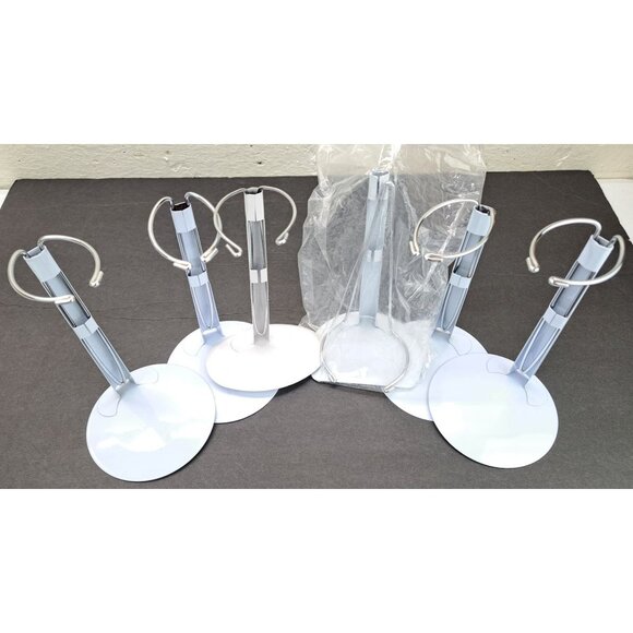 Vintage Metal Doll Stands Lot Of 6 Adjustable Holders Crafts Display Decor Bears - Picture 3 of 6